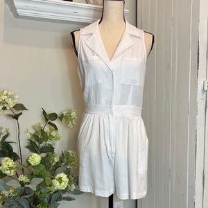 Mustard Seed White Sleeveless Romper Medium